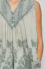 Load image into Gallery viewer, POL Washed Embroidered Pintuck Tank in Sage