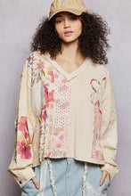 Load image into Gallery viewer, POL Floral Printed Patchwork Top in Almond ON ORDER