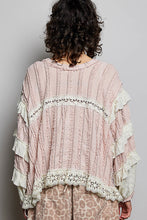 Load image into Gallery viewer, POL Ruffle Detailed Mixed Lace Top in Soft Pink ON ORDER