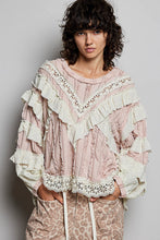 Load image into Gallery viewer, POL Ruffle Detailed Mixed Lace Top in Soft Pink ON ORDER