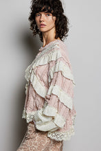 Load image into Gallery viewer, POL Ruffle Detailed Mixed Lace Top in Soft Pink ON ORDER