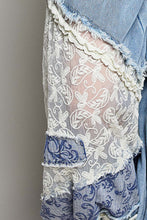 Load image into Gallery viewer, POL Denim and Print Crochet Ruffle Detailed Joggers in Denim