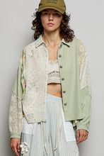 Load image into Gallery viewer, POL Patterned Patchwork and Crochet Detail Top in Mint Multi