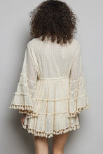 Load image into Gallery viewer, POL Fringe and Tassel Embroidered Mini Flare Dress in Natural ON ORDER