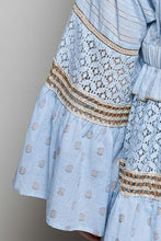 Load image into Gallery viewer, POL Solid Color Kimono with Metallic Thread and Seashell Trim in Powder Blue