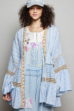 Load image into Gallery viewer, POL Solid Color Kimono with Metallic Thread and Seashell Trim in Powder Blue