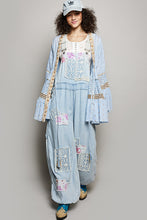 Load image into Gallery viewer, POL Solid Color Kimono with Metallic Thread and Seashell Trim in Powder Blue