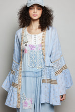 Load image into Gallery viewer, POL Solid Color Kimono with Metallic Thread and Seashell Trim in Powder Blue