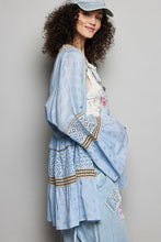 Load image into Gallery viewer, POL Solid Color Kimono with Metallic Thread and Seashell Trim in Powder Blue