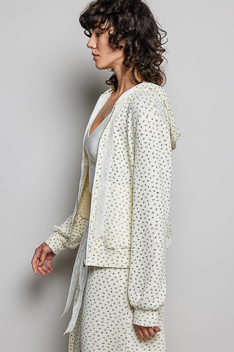 POL Soft Floral Printed Hooded Jacket in Cream Floral – June Adel