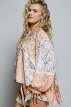 Load image into Gallery viewer, POL Mixed Lace and Printed Top in Apricot Multi