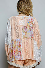 Load image into Gallery viewer, POL Mixed Lace and Printed Top in Apricot Multi