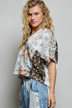 Load image into Gallery viewer, POL Lace and Mixed Floral Patchwork Top in Ivory Multi