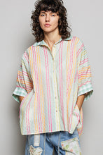 Load image into Gallery viewer, POL OVERSIZED Hand Stitched Striped Top in Ivory Multi