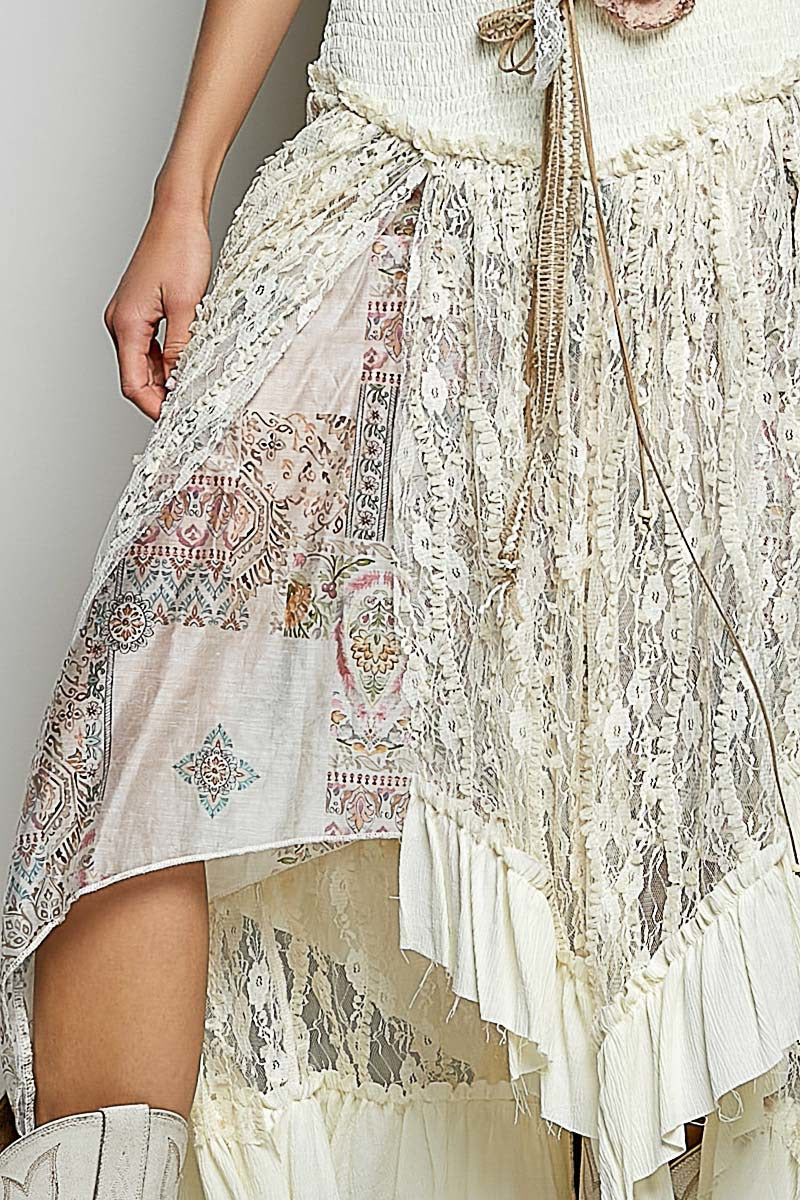 POL Layered Lace Skirt in Cream Mix – June Adel