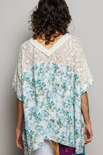 Load image into Gallery viewer, POL Printed Gauze and Lace OVERSIZED Top in Cream/Sage Multi