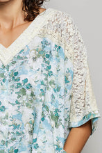 Load image into Gallery viewer, POL Printed Gauze and Lace OVERSIZED Top in Cream/Sage Multi