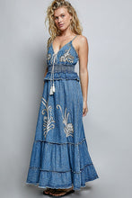 Load image into Gallery viewer, POL Embroidered Dress in Deep Denim