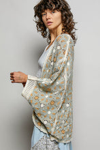 Load image into Gallery viewer, POL Open Front Floral Crochet Dolman Cardigan in Sage Multi