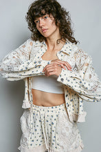 Load image into Gallery viewer, POL Floral Print Gauze and Lace Jacket in Cream Floral