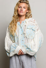 Load image into Gallery viewer, POL Floral Patchwork Balloon Sleeve Top in Off White/Blue