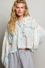 Load image into Gallery viewer, POL Floral Patchwork Balloon Sleeve Top in Off White/Blue