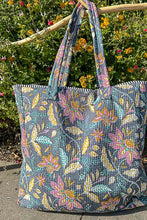 Load image into Gallery viewer, POL Quilted Jumbo Woven Tote in Charcoal