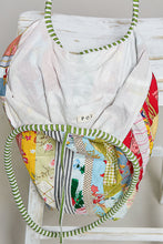 Load image into Gallery viewer, POL Floral Stripe Patchwork Quilted Tote Bag in Cream Multi