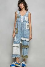 Load image into Gallery viewer, POL Mixed Patchwork Jumpsuit in Denim/Off White