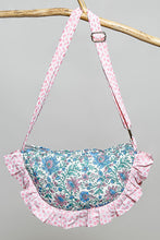 Load image into Gallery viewer, POL Ruffle Trim Quilted Cotton Crossbody Bag in Blue Multi