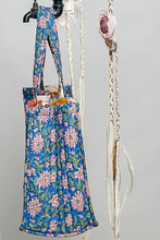 Load image into Gallery viewer, POL Hand Block Print Quilted Cotton Tote Bag in Blue Multi