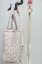 Load image into Gallery viewer, POL Hand Block Print Quilted Cotton Tote Bag in Ivory Multi