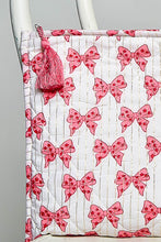 Load image into Gallery viewer, POL Bow Printed Quilted Pouch in Pink Multi