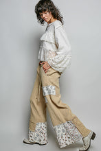 Load image into Gallery viewer, POL Double Gauze Patched Wide Leg Pants in Latte Multi