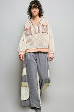 Load image into Gallery viewer, POL Textured Open Knit Hooded Top in Cream Multi