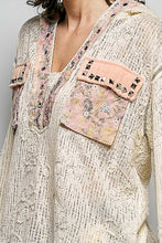 Load image into Gallery viewer, POL Textured Open Knit Hooded Top in Cream Multi