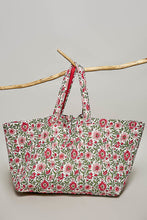 Load image into Gallery viewer, POL Jumbo Quilted Cotton Drawstring Tote Bag in Pink Multi