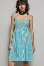 Load image into Gallery viewer, POL Contrasting Vertical Stripe Mini Dress in Aqua Multi