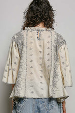 Load image into Gallery viewer, POL Artisan Embroidered Relaxed Blouse in Pale Grey