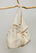 Load image into Gallery viewer, POL Boho Patchwork and Tassel Detailed Hobo Bag in Natural/Multi