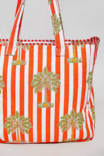 Load image into Gallery viewer, POL Quilted Jumbo Woven Tote in Orange Stripe