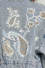 Load image into Gallery viewer, POL Sequin and Embroidery Detailed Jacket in Denim