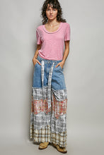 Load image into Gallery viewer, POL Twill Pants with Contrasting Asymmetrical Patchwork in Denim Multi