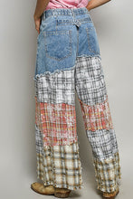 Load image into Gallery viewer, POL Twill Pants with Contrasting Asymmetrical Patchwork in Denim Multi
