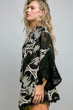 Load image into Gallery viewer, POL Mixed Floral Crochet Hoodie Top in Black Multi