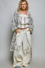 Load image into Gallery viewer, POL Mixed Print Open Front Kimono Duster in Olive Multi