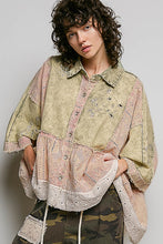Load image into Gallery viewer, POL Vintage Embroidered Denim Shirt in Strawberry Matcha