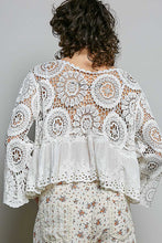 Load image into Gallery viewer, POL Floral Eyelet Crochet Knit Top in White