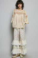 Load image into Gallery viewer, POL Floral Ruffle Zip Accent Ribbed Top in Natural
