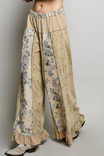 Load image into Gallery viewer, POL French Terry Patchwork Pants with Ruffle Hem in Dusty Choco